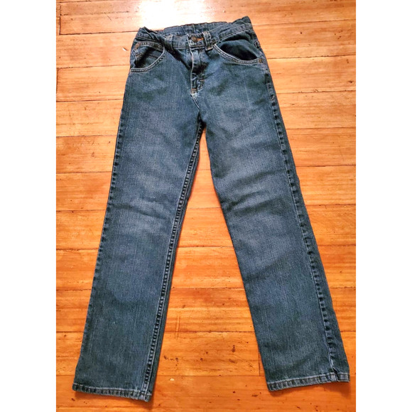 Wrangler Boys Size 12 Slim Straight Leg Jeans Blue Label Adjustable Waist - Picture 2 of 12